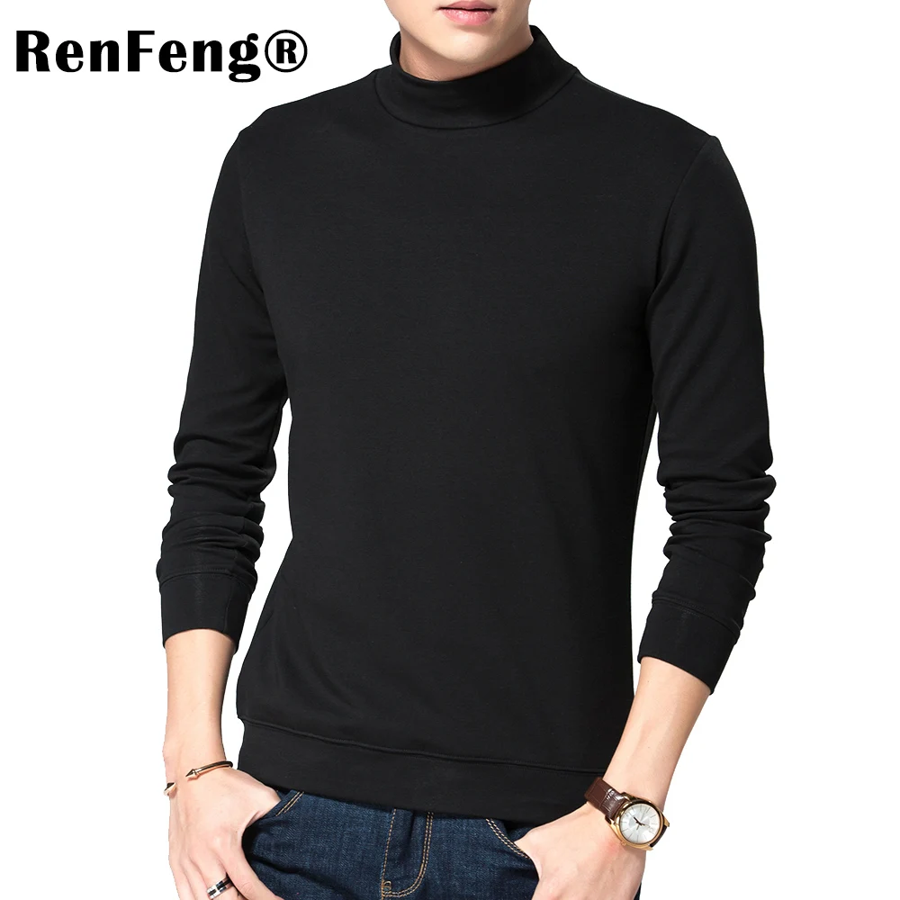 2018 Fashion Trend Autumn T Shirt Men Turtle Collar Long Sleeve T-Shirt Large Size Slim Fit Cotton Tops Tees Camisetas Male 3XL (4)