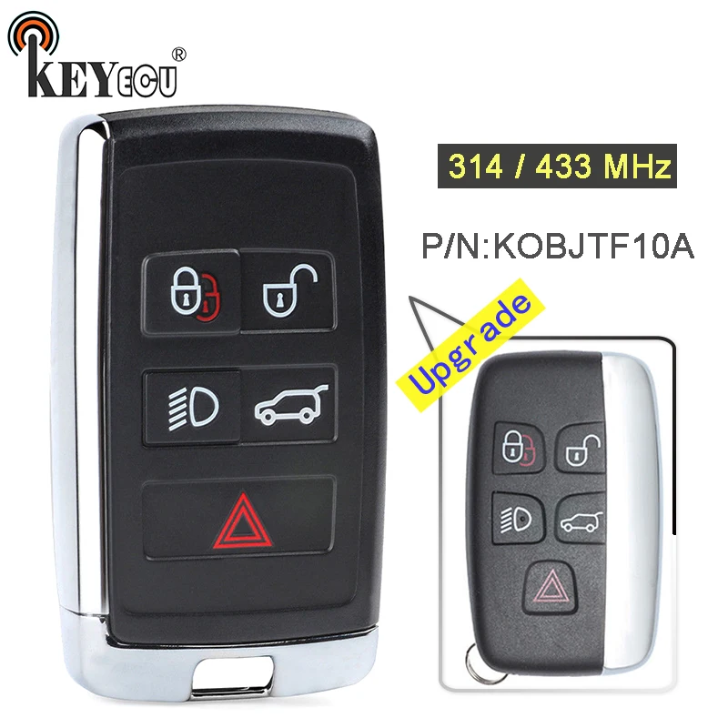 

KEYECU 315/ 433MHz FCC: KOBJTF10A Upgraded 4+1 5 Button Remote Key Fob key for Land Rover LR2 LR4, for Range Rover Evoque /Sport