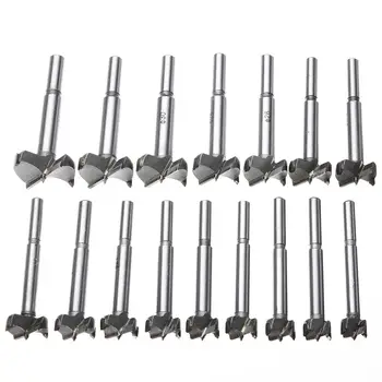 

16x Forstner Drill Bits Hinge Woodwork Set Hole Cutter Titanium Coated 15-35mm