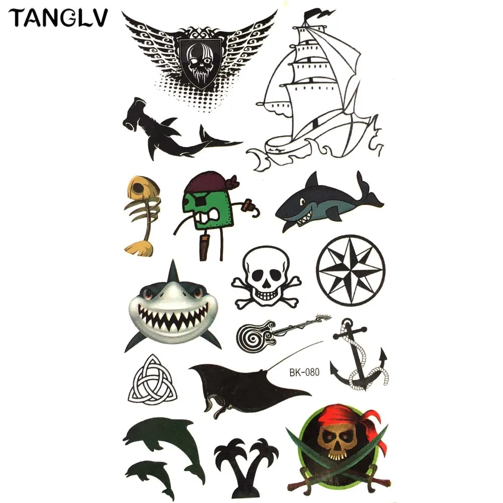 Tanglv ماركة 3d الوشم المؤقت هيئة الفن ، القرش الأسماك ، الجمجمة القراصنة فلاش الوشم اللاصق الاحتفاظ 3-5 أيام 19*10.5 سنتيمتر Tanglv ماركة 3d الوشم المؤقت هيئة الفن ، القرش الأسماك ، الجمجمة القراصنة فلاش الوشم اللاصق الاحتفاظ 3-5 أيام 19*10.5 سنتيمتر