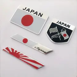3D стайлинга автомобилей мотоциклетные Стикеры этикета алюминия японский флаг, эмблемы для Honda Toyota Nissan Mitsubishi Suzuki
