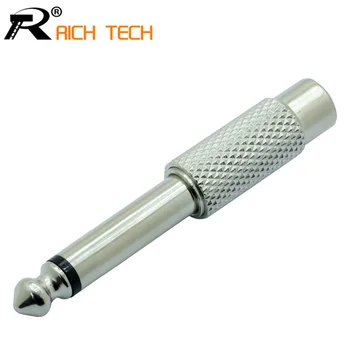 

Mono Jack 6.35mm Audio Male Plug to RCA Female Jack Connector High quality Metal R Connector Nickle-Plated 1pc
