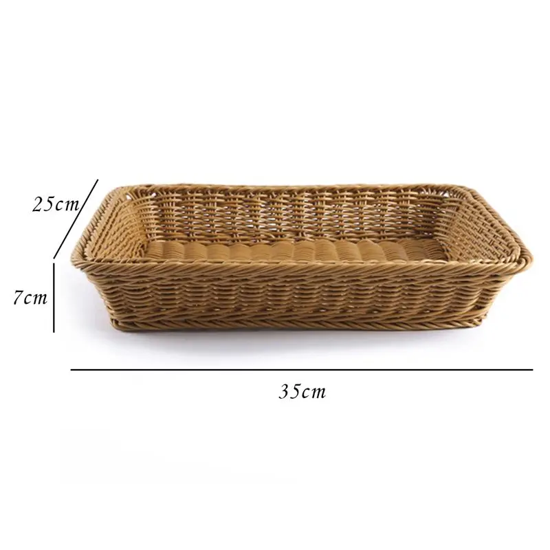 New-Light brown simple fashion hand-woven storage basket rattan food fruit basket imitation rattan bread basket 35x25x7cm
