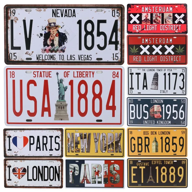 

USA Car License Metal Plate Vespa Car Number Tin Signs Bar Pub Cafe Decor Metal Sign Garage Painting Plaque Sticker Nevada C11
