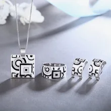 Hot Jewelry Sets earings fashion jewelry 2018 Enamel Necklace Ring 925 Sterling Silver Party Fashion for Women Accessories white