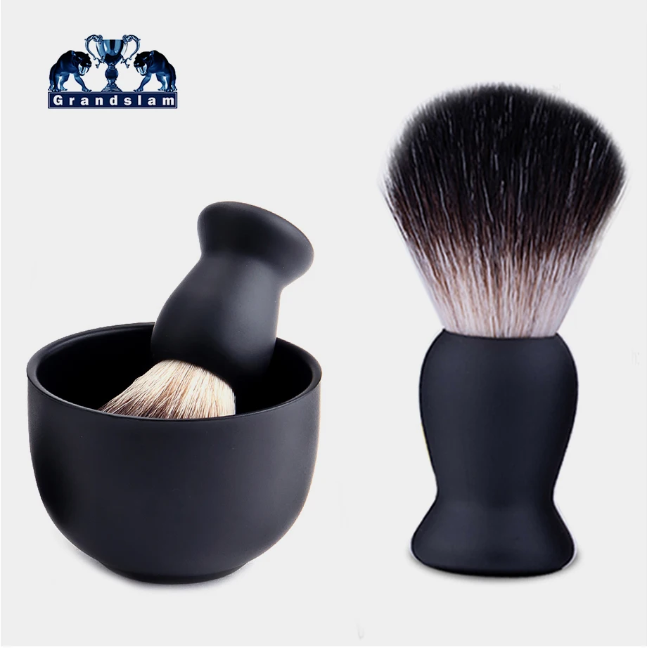 Grandslam 5в1 черная ручная безопасная бритва, набор для бритья, щетка для волос барсука+ держатель для бритвы с двойными краями+ чаша для бритья+ набор крема для бритья