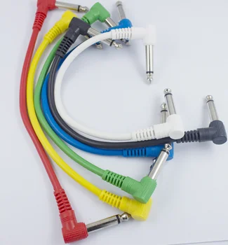 

By DHL 200set 6Pcs/Set Guitar Parts Colorful Angled Plug Audio Cable Leads Patch Cables For Guitar Pedal Effect wholesale