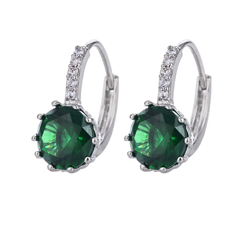 Trendy Silver Plate Earrings-green 1