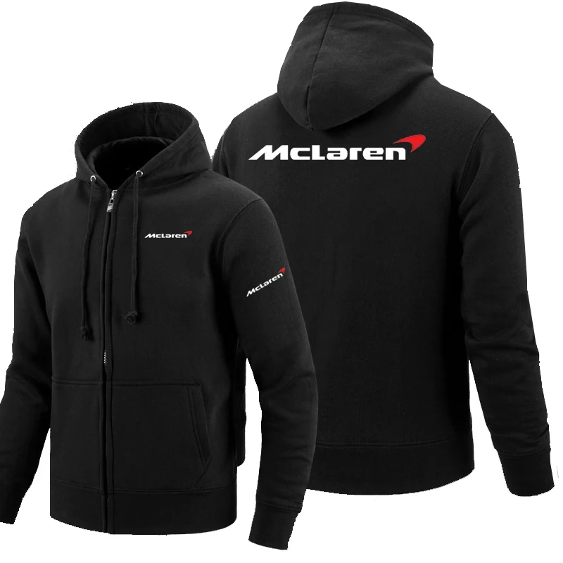 Толстовки на молнии с капюшоном принтом логотипа McLaren флисовая мужская куртка