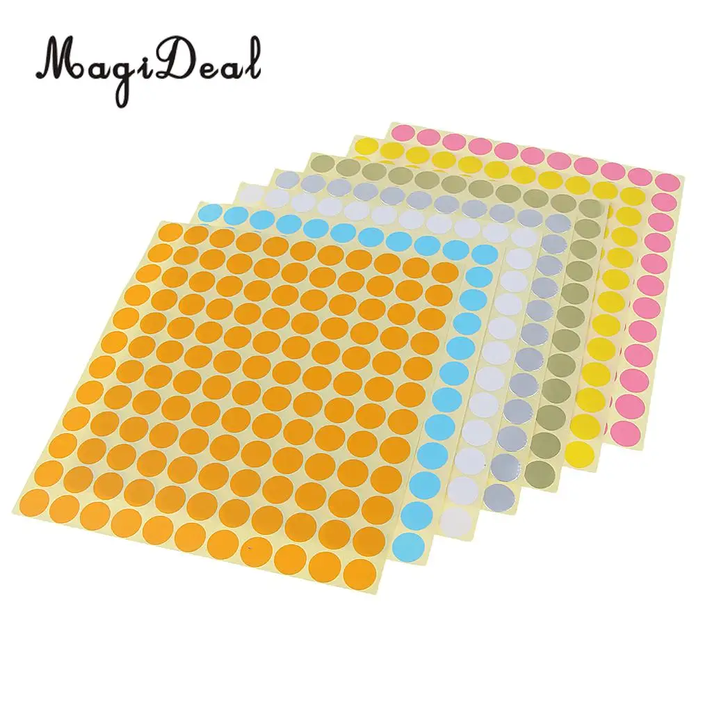 7 Sheets Essential Oils Bottle Cap Handwriting Labels Color Dots Stickers Stick on Anything- Folders, Papers, Stationery, Maps