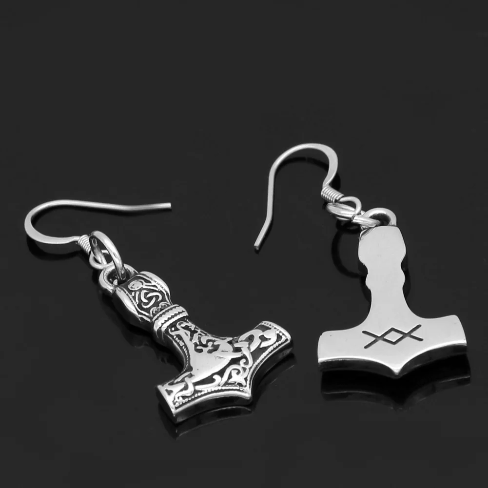 Скандинавский Викинг рун маленькие thor hammer Mjolnir серьги из нержавеющей стали с