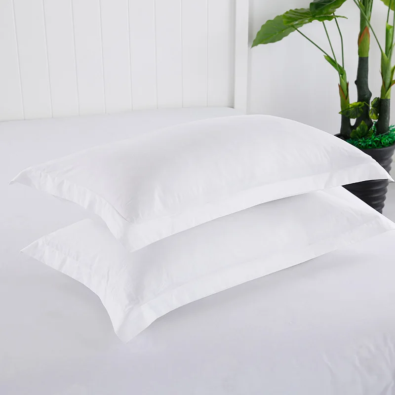 100 Cotton White Pillow Case 2Pcs Rectangular Sleeping Bed Pillow