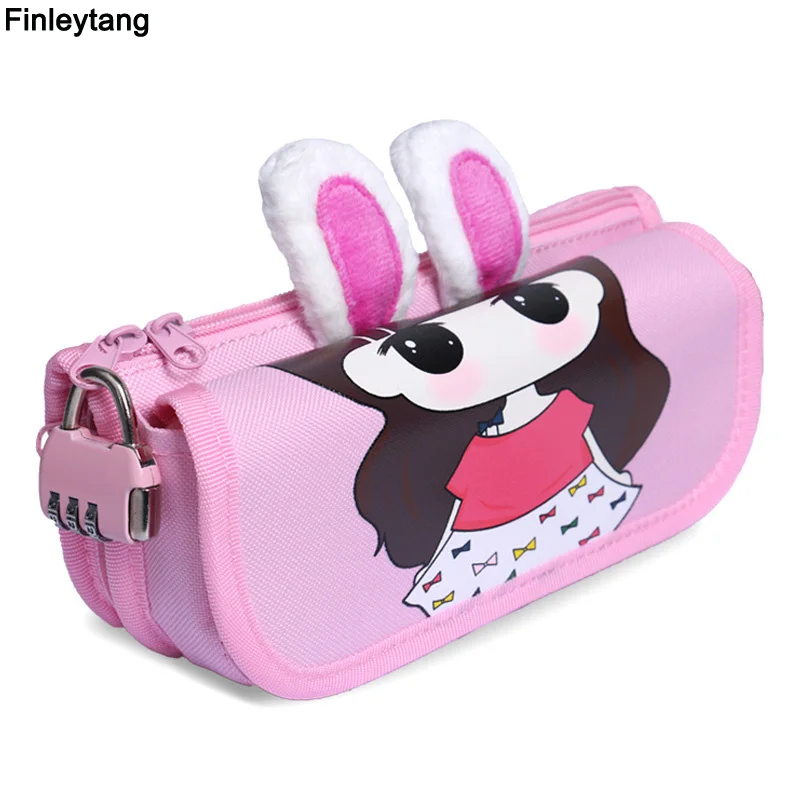 Kawai Pencil Case Stationery with Lock Password Pencil Box Fashion