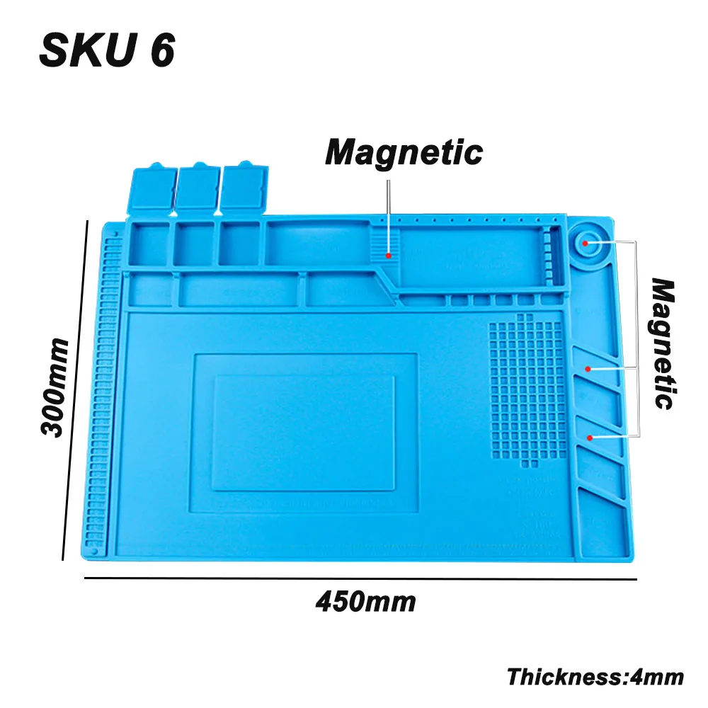 Мобильный компьютерный ремонтный рабочий коврик с магнитной высокотемпературной изоляционной прокладкой слот Воздушный пистолет паяльник коврик для сварки коврик - Цвет: SKU6