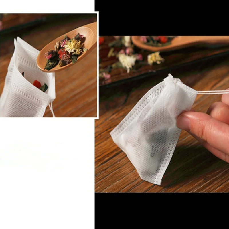 100 шт 5*7 см Пустой чайный пакетик сеточка для заваривания зеленого чая пищевой фильтр аксессуары цветочные чайные ситечки бумажные пакеты