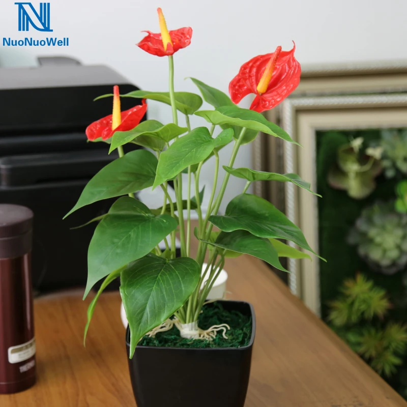 Nuonuowell 人工ポットアンスリウム 16 40 センチ リアルタッチオフィスデスク盆栽花テーブル飾りオランダカイウユリ植物 造花 ドライフラワー Aliexpress