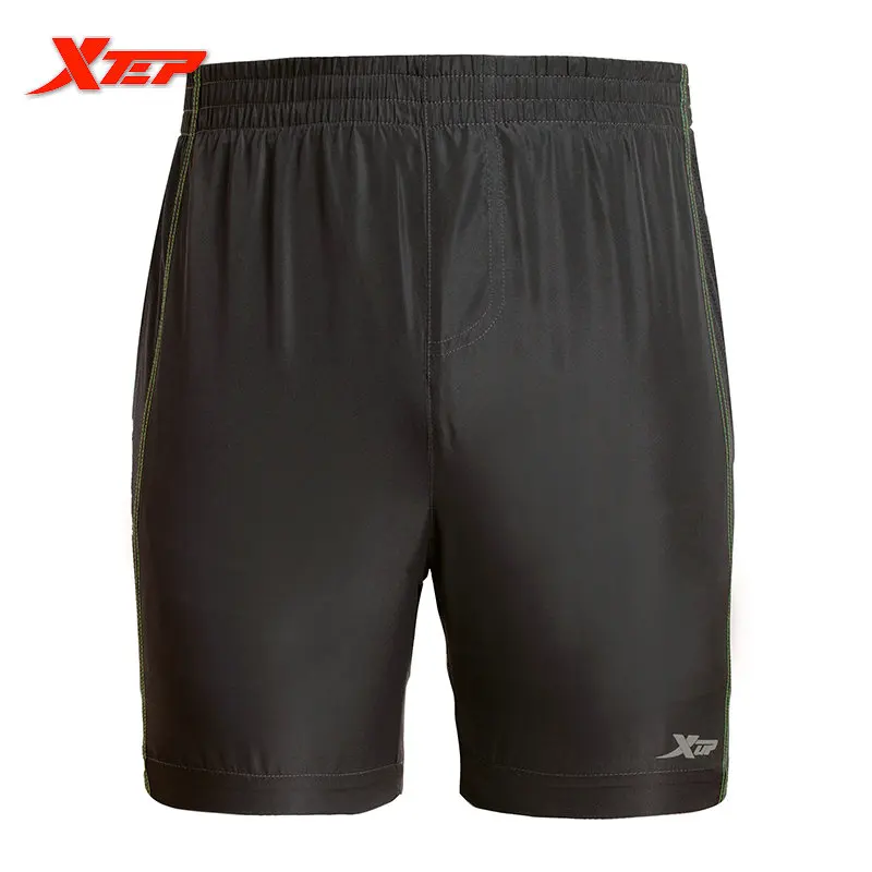 XTEP Black Gray Running Shorts Men Sport in Polyester Table Tennis