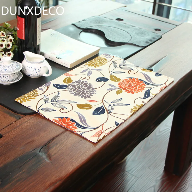 

DUNXDECO Table Placemat Plate Cover Mat Nordic Flora Artistic Warm Home Party Decoration Ground Mat