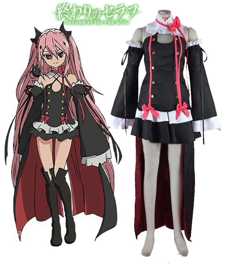 

Черное платье для косплея Krul Tepes, костюм для косплея края из конца вампира, на заказ, любого размера