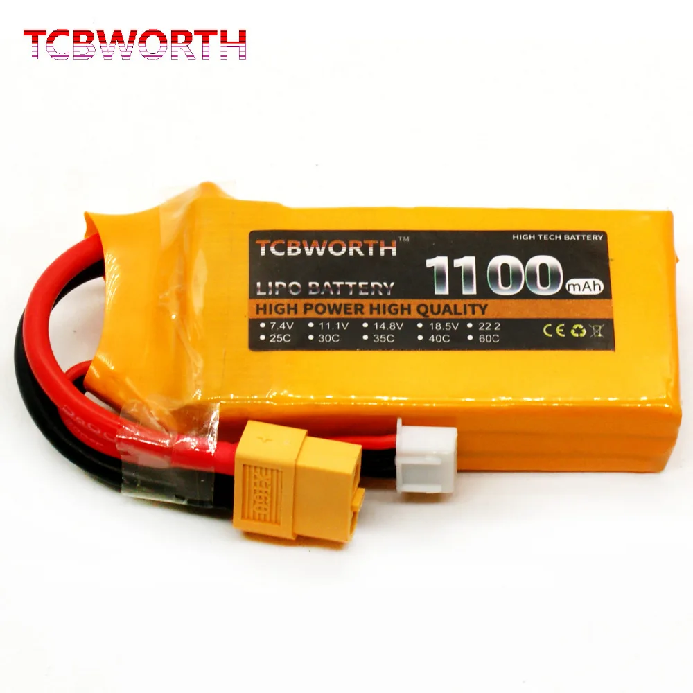 RC LiPo аккумулятор 4S 14 8 V 1100mAh 35C-70C для вертолета самолета автомобиля лодки
