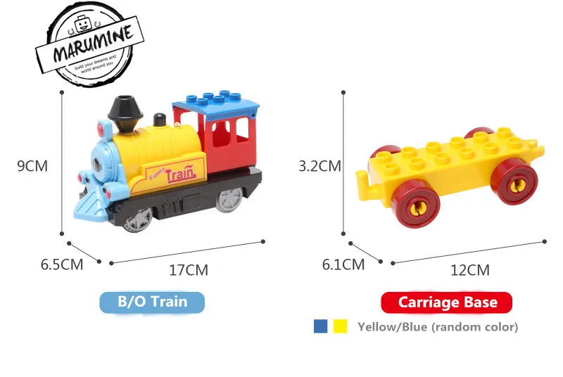 Marumine на батарейках Duplo поезд трек с светильник и звук дети Железнодорожные Строительные блоки Набор Обучающие игрушки для детей