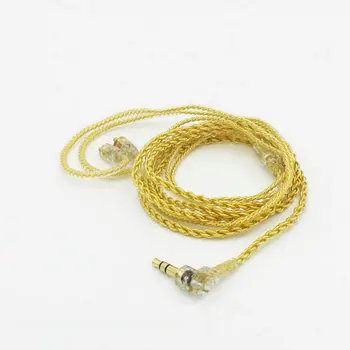 

100Pcs/Lot Top hand-made MMCX 4-cores Single Crystal Copper Silvered Earphone Upgrade For Shure SE535 SE215 SE846 golden
