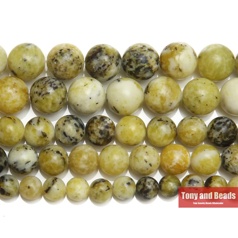 

Free Shipping Natural Stone Yellow Turquoises Round Beads 15" Strand 4 6 8 10 12MM Pick Size For Jewelry Making No.TB12
