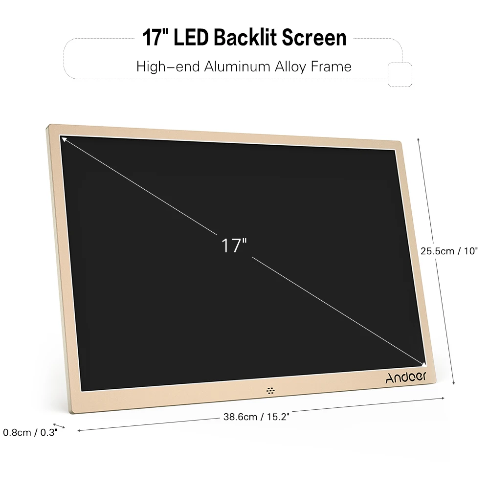 Andoer 1" светодиодный цифровой фоторамка 1440*900 1080P рекламная машина Поддержка случайного воспроизведения сплав с дистанционным управлением подарок на день рождения