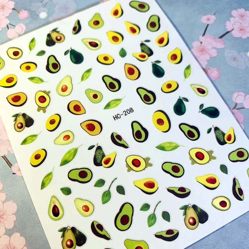 

Newest HC-208 Avocado 3d nail art sticker nail decal stamping export japan designs rhinestones decorations