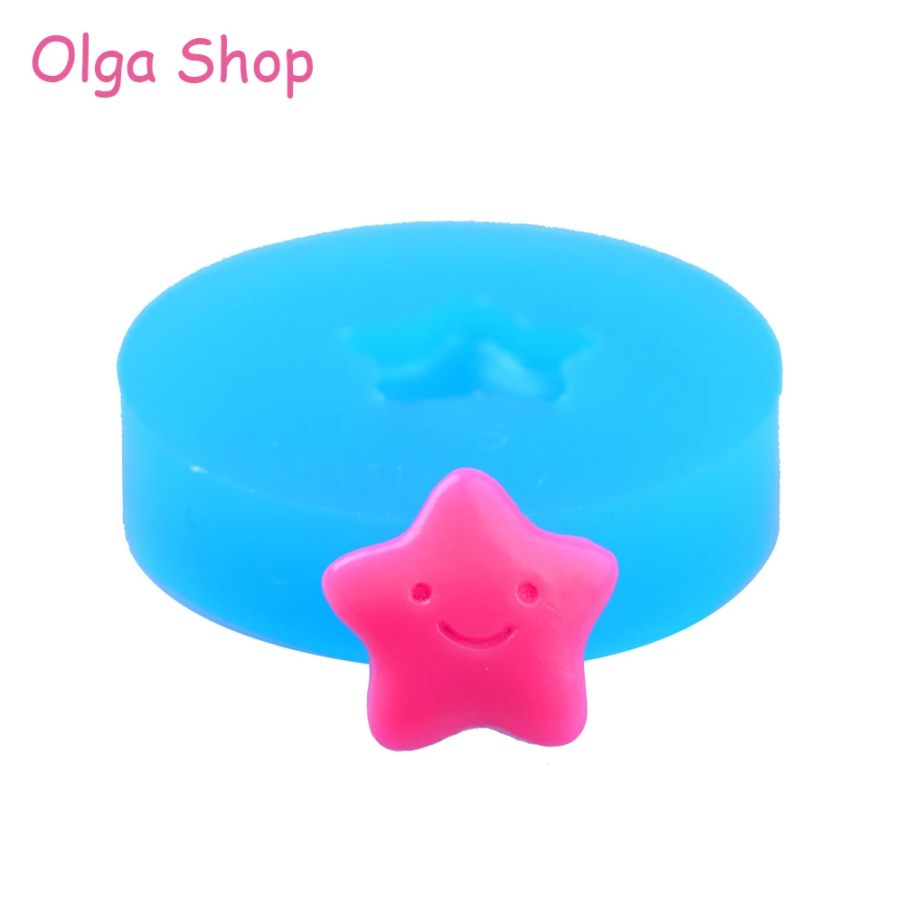 

QYL031 11.8mm Smiling Star Silicone Push Mold - Fondant, Cupcake Topper, Miniature Food, Candy, Resin, Clay, Chocolate, Icing