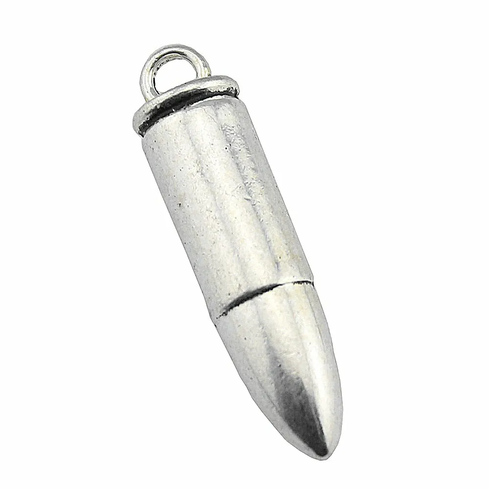 WYSIWYG 2pcs 35x8mm 3D Bullet Charm Pendants For Jewelry Making Antique