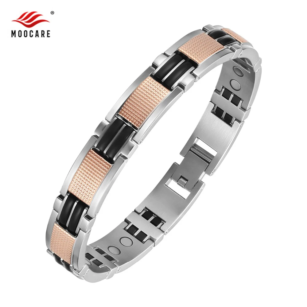 Moocare женский магнитный браслет дамы нержавеющая сталь 316 L стильный браслет браслеты для женщин strand браслеты Розовые ювелирные изделия