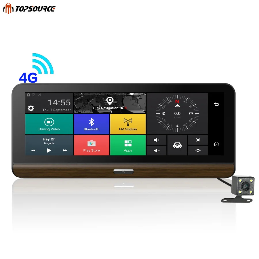 TOPSOURCE 4G Suppor Автомобильный видеорегистратор с поддержкой плюс 7,8 дюймов Android 5,1 gps BT Dash Cam Регистратор Видео рекордер Видео Enregistre