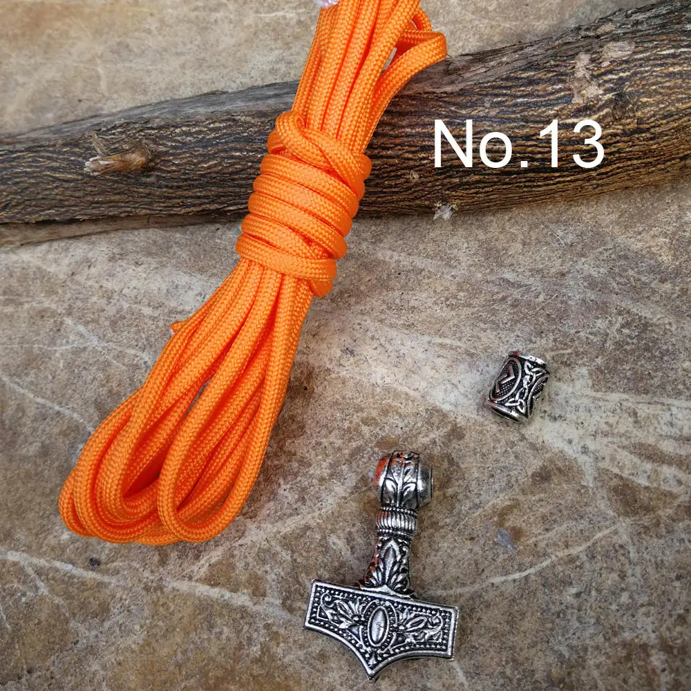 Norse Viking Runes Beads Pendant Paracord Diy Set Braided Bracelet Men Bracelets Thor Hammer Rope Bangles for Men Jewelry Gifts (13)