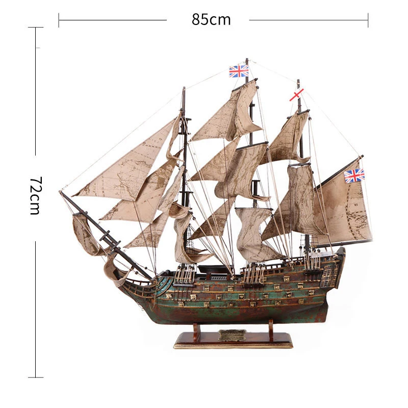 Винтажная модель парусной лодки, собранные украшения 60 см из цельного дерева, корабль, деревянная лодка, ручная модель, аксессуары для европейского ремесла