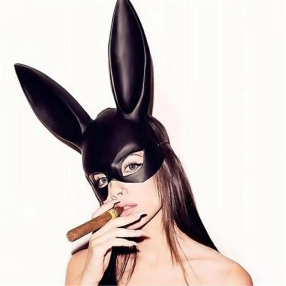 Милый кролик маска Хэллоуин маскарад одеваются маски Горячая Длинные кролика маски с ушками черный белый головной убор