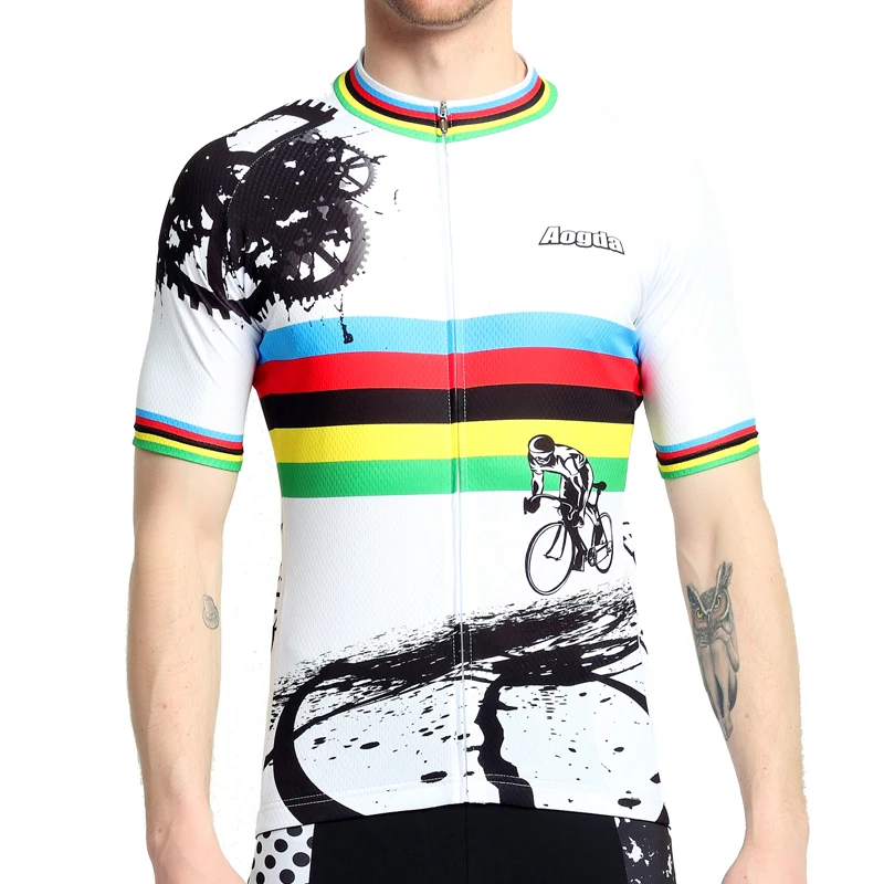 Aogda Team 2018 Rainbow Cycling Jersey Ropa Ciclismo Quick Dry Sports Jersey Cycling Clothing 