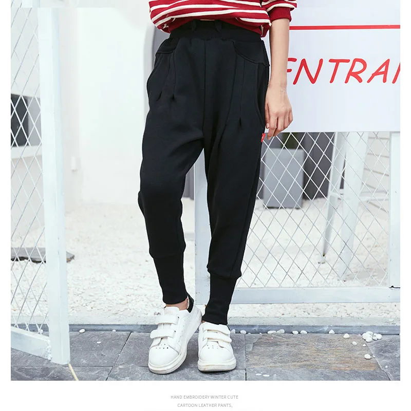 

Autumn and Winter Girls' Thick Sports Pants Fleeced Warm Harem Trousers for Kids Red Grey Black Age 5 6 8 10 11 13