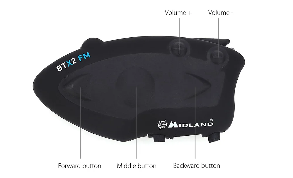 2 шт./пара MIDLAND ЕС вилка мотоциклетный шлем домофон BTX2 FM мотоцикл беспроводной Bluetooth домофон велосипедная гарнитура