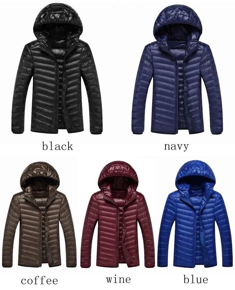 9XL 10XL Men's Large Size Down Coats Ultra Light Down Jacket Men Lightweight Feather Hooded Warm Portable Winter Coat