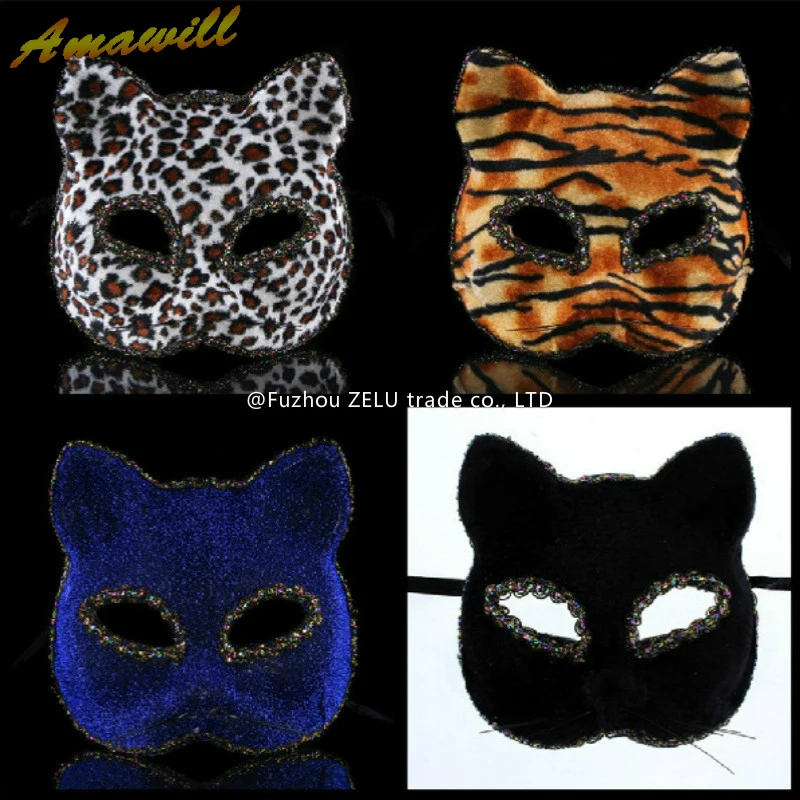 

Amawill 4 Color Masquerade Prom Party Mask Fashion Halloween Mask Animal Cat Face Masks Festive & Party Supplies 75D
