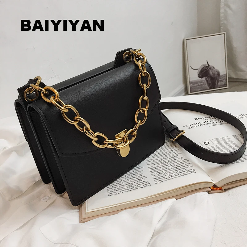 

Women's Solid Hasp Shoulder Bag Messenger Bag Chain Briefcase Package Ladies Crossbody Bag