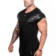 Мужская хлопковая футболка с коротким рукавом, Повседневная модная футболка с принтом, футболка для бега, топы, мужская спортивная одежда для фитнеса, бодибилдинга, тренировок