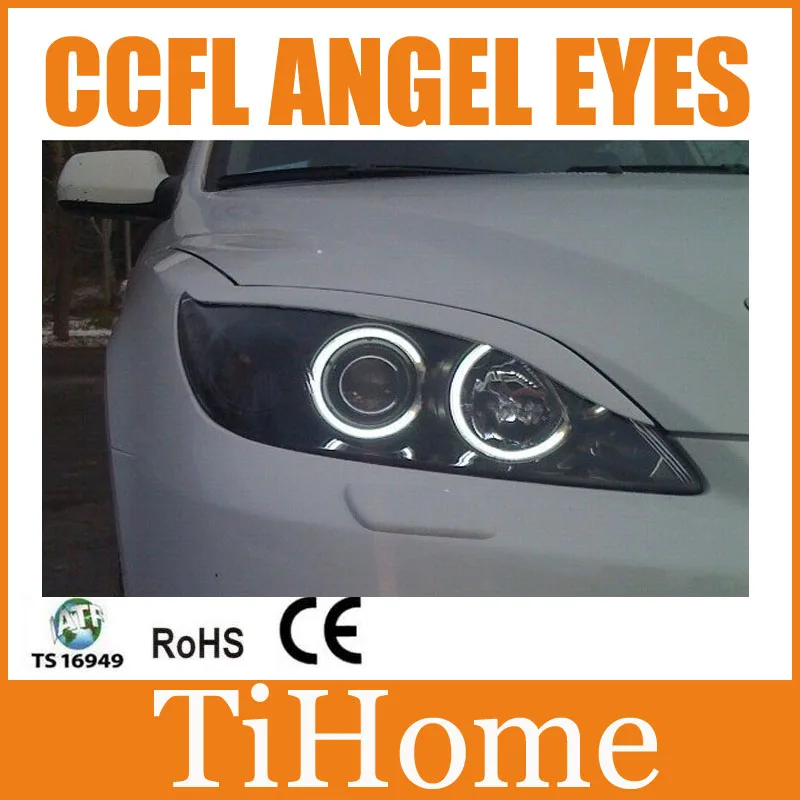 Free Shipping CCFL ANGEL EYES KIT FOR MAZDA3 M3 NON PROJECTOR HALO RINGS CCFL ANGELEYES LIGHTS