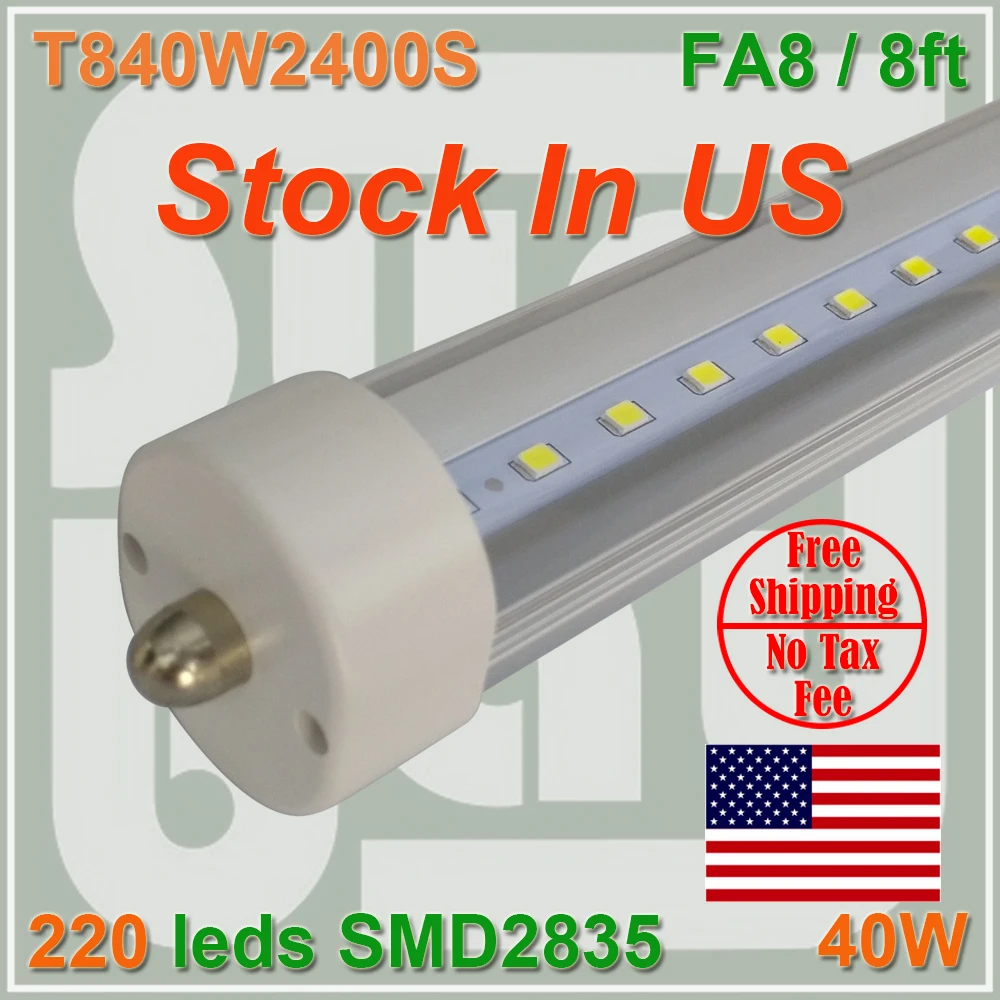 Stock In US 8 feet font b led b font 8ft single pin t8 FA8 Single