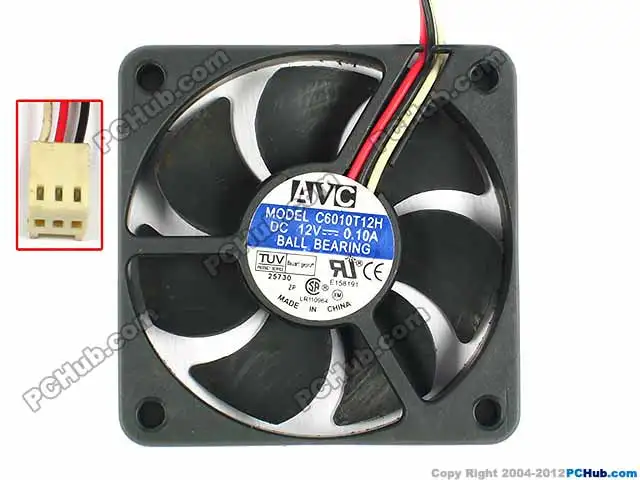 

AVC C6010T12H DC 12V 0.1A 3-Wire 60x60x10mm Server Cooler Fan