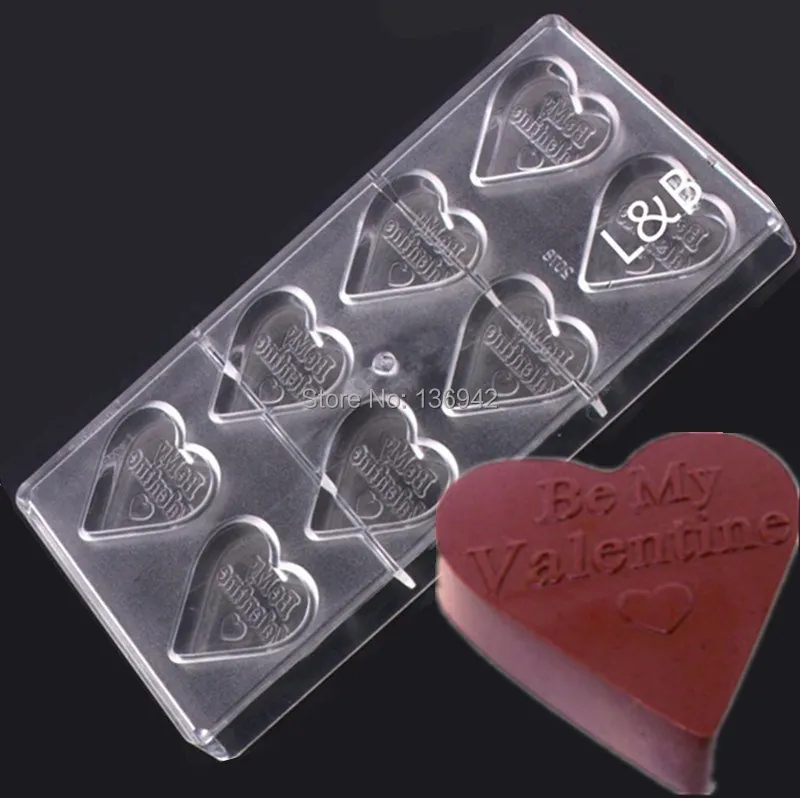 2078 8 Cups New Heart Shaped Candy Molds Jelly Mould Plastic Baking Tray Polycarbonate