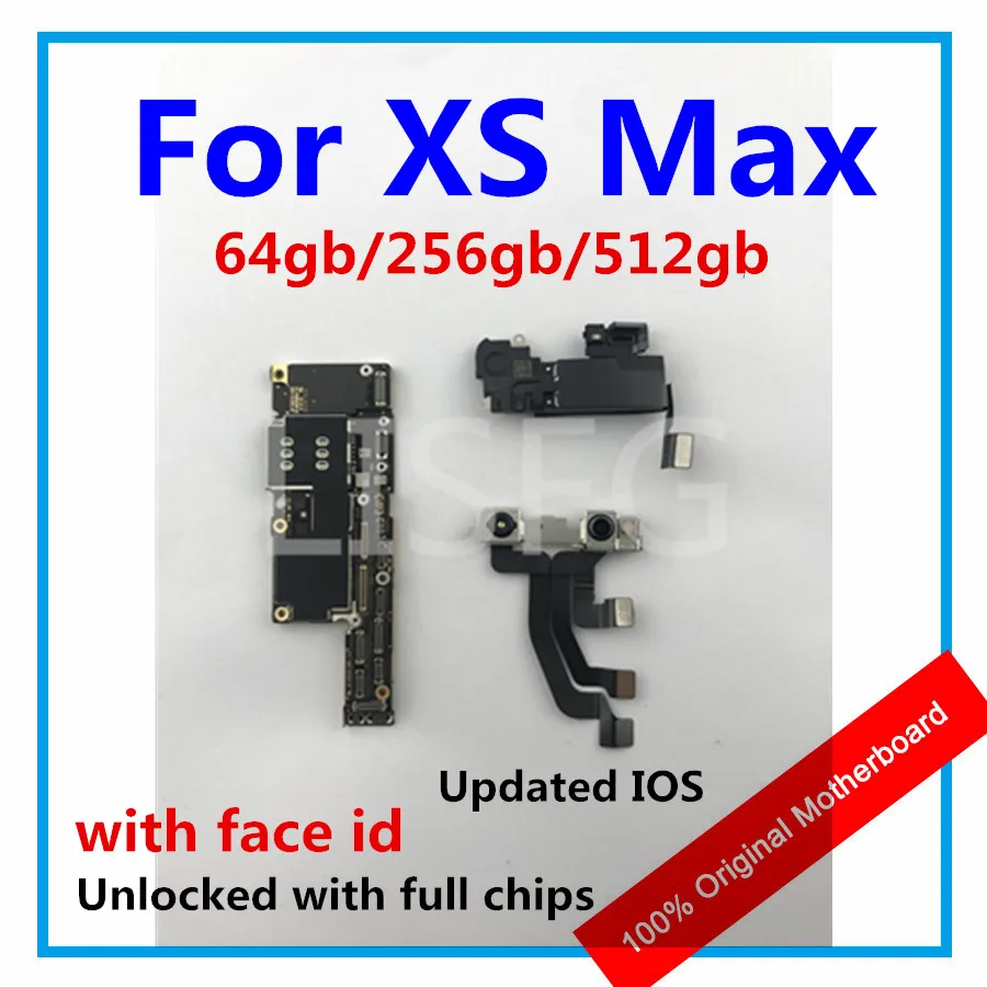

100% Unlocked XS max Motherboard With Face ID Mainboard no id For iPhone XS max 64GB 256GB 512GB IOS Logic board With Full Chips