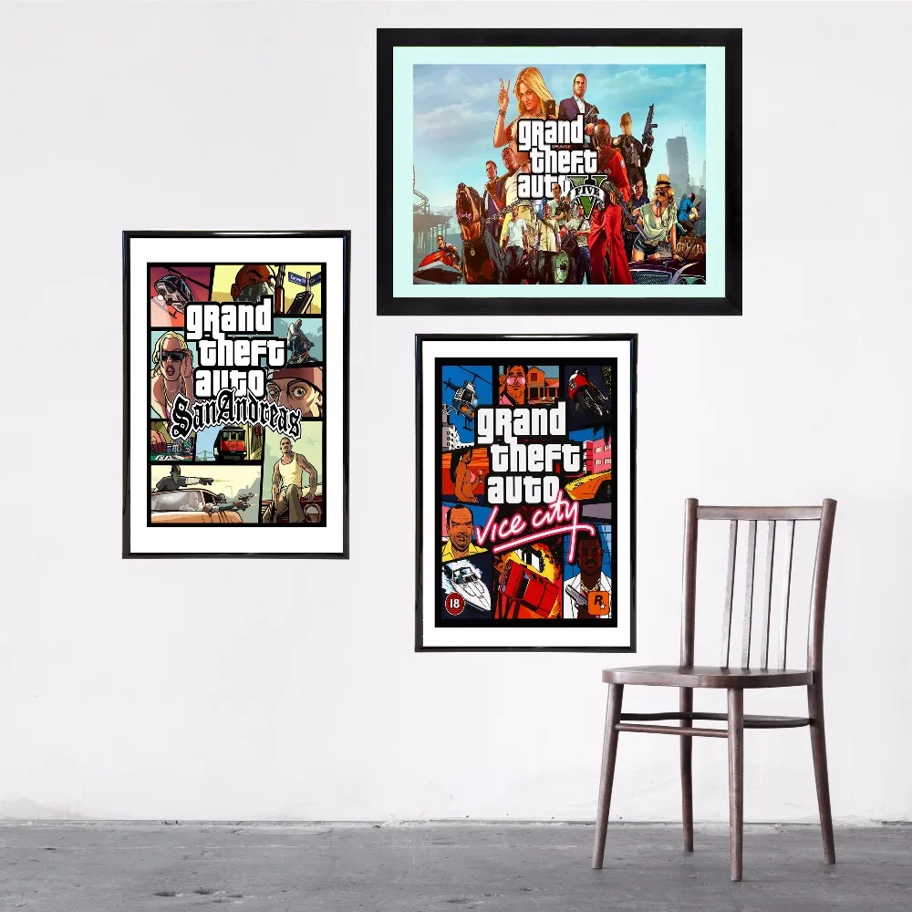 

GTA 5 San Andreas Vice City Vintage Canvas Art Print Painting Poster Wall Pictures For Room Home Decoration Wall Decor No Frame