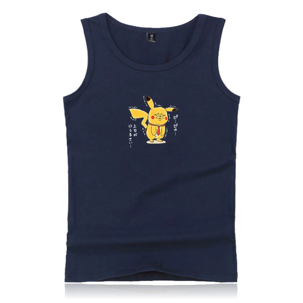 Pikachu мужская летняя майка с бретелями без рукавов Мужская майка Модная белая черная хлопковая Футболка с Пикачу Мужская футболка с принтом